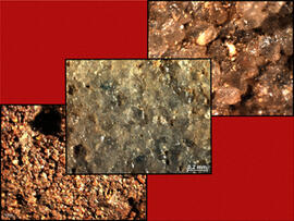
Chaîne d'observations microscopiques : un outil pour la recherche. Images numériques. Tracéologie lithique. À gauche : piquetage sur une meule (x5). Au centre : émoussé des grains d'une meule (x60). À droite : surface polie d'une meule (x90). Ocquerre (Seine-et-Marne, France). Néolithique Villeneuve-Saint-Germain. Microscope stéréoscopique
