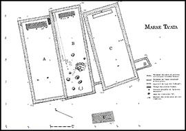 
Un parcours océanien en images. Hommage à José Garanger (1926-2006). Fouilles, études et restaurations de marae et ahu à Tahiti (1963-1995). Plan du Marae Ta'ata (Tahiti, Iles de la Société). Aux îles de la Société, un marae est composé de deux éléments principaux : une cour qui est une aire de circulation, et un espace nommé ahu qui serait réservé aux dieux ou aux ancêtres
