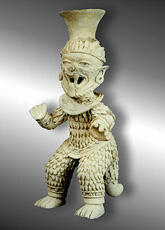 
Trois millénaires de civilisation entre Colombie et Equateur. La région de la Tumaco La Tolita. Vestiges matériels. Figurine d'homme jaguar (phase Tumaco La Tolita)
